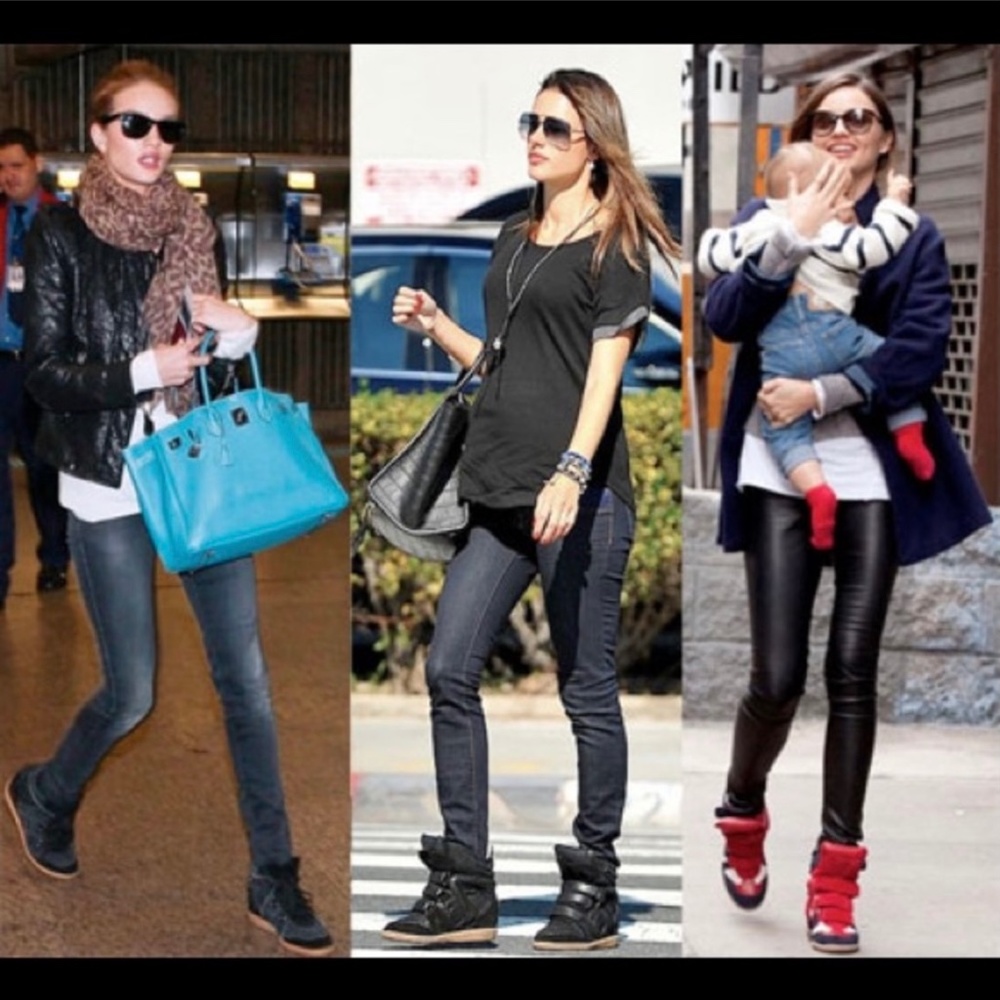 Isabel Marant Black Beckett Sneaker Wedge Heel Size 39 - Picture 3 of 16